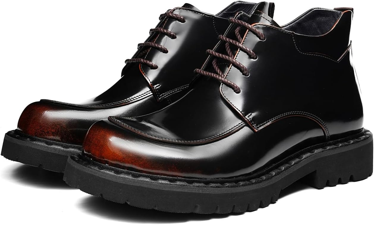 

Мужские деловые повседневные ботинки Santimon Oxfords - модные ботинки Derby Chukka из натуральной кожи с квадратным носком и массивной подошвой для свадьбы, вечеринок, работы и выхода в свет, Coffee