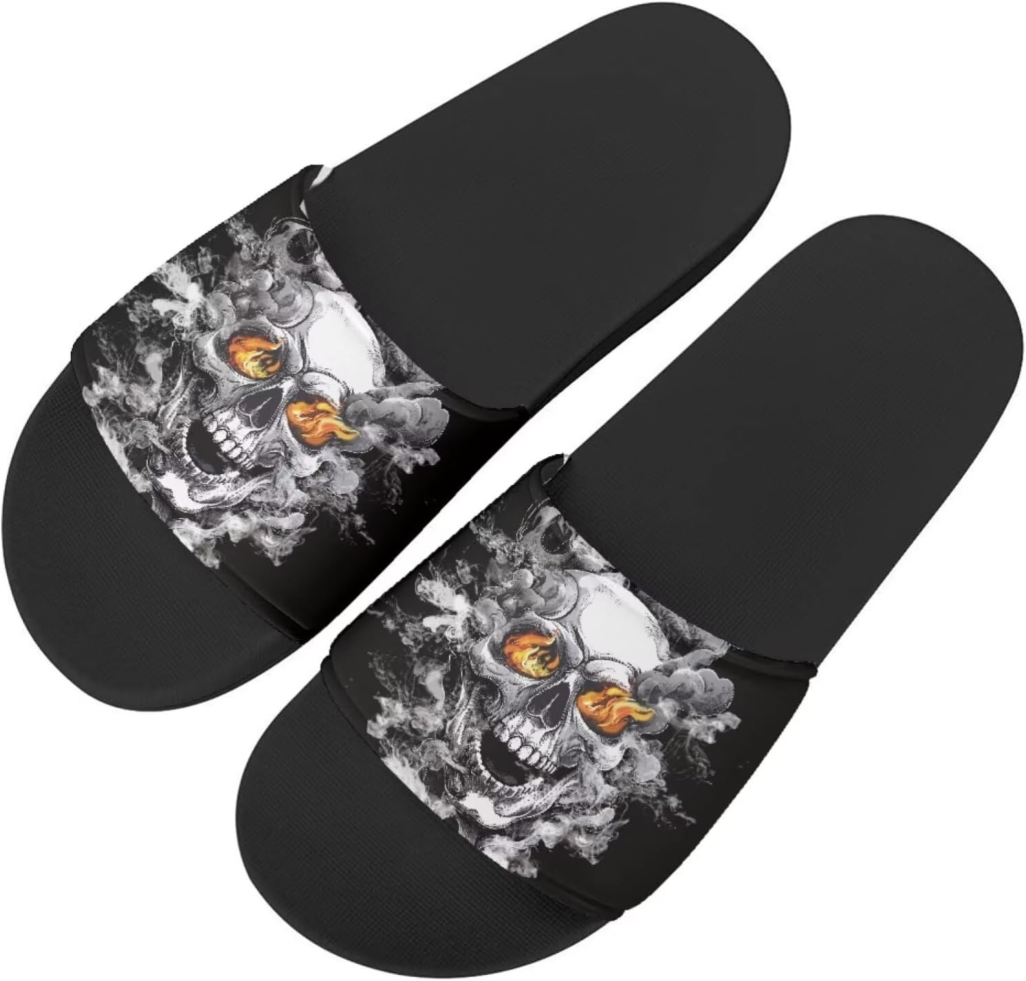 

Тапочки Howilath с оригинальным узором для женщин и мужчин, нескользящие шлепанцы с одной лямкой, открытый носок, мягкая подошва, плоские сандалии, Gothic Skeleton
