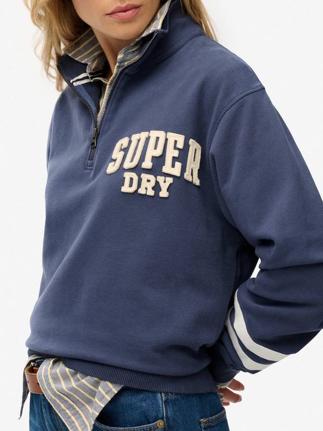 Свитшот с аппликацией Athletic Essentials на молнии до половины Superdry, Mariner Navy — фото 4