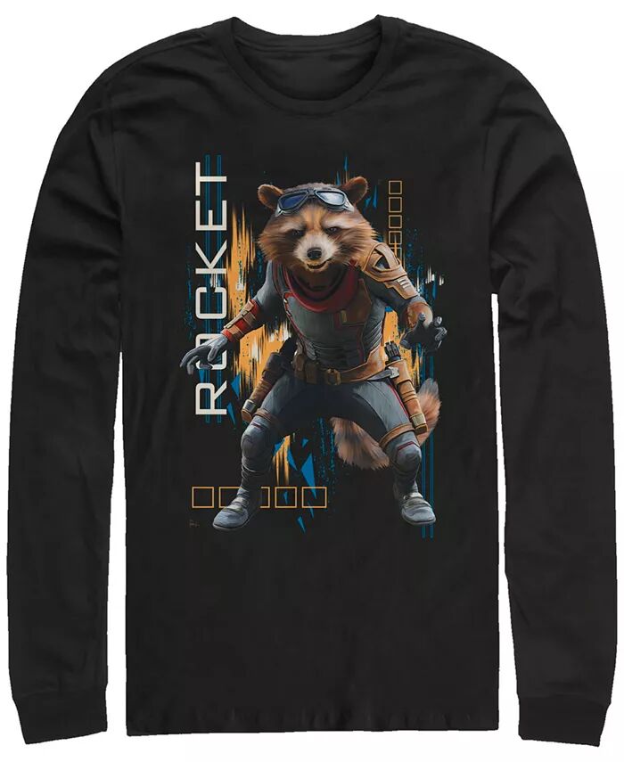 

Мужская футболка с длинным рукавом Marvel Avengers Endgame Rocket Action Pose Fifth Sun, черный