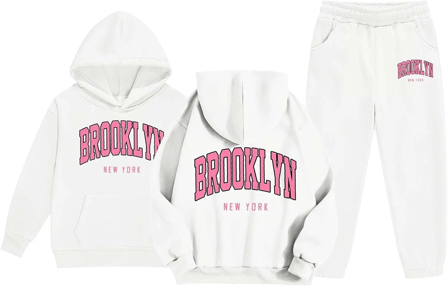 Детский спортивный костюм с принтом Brooklyn, белый — фото 4
