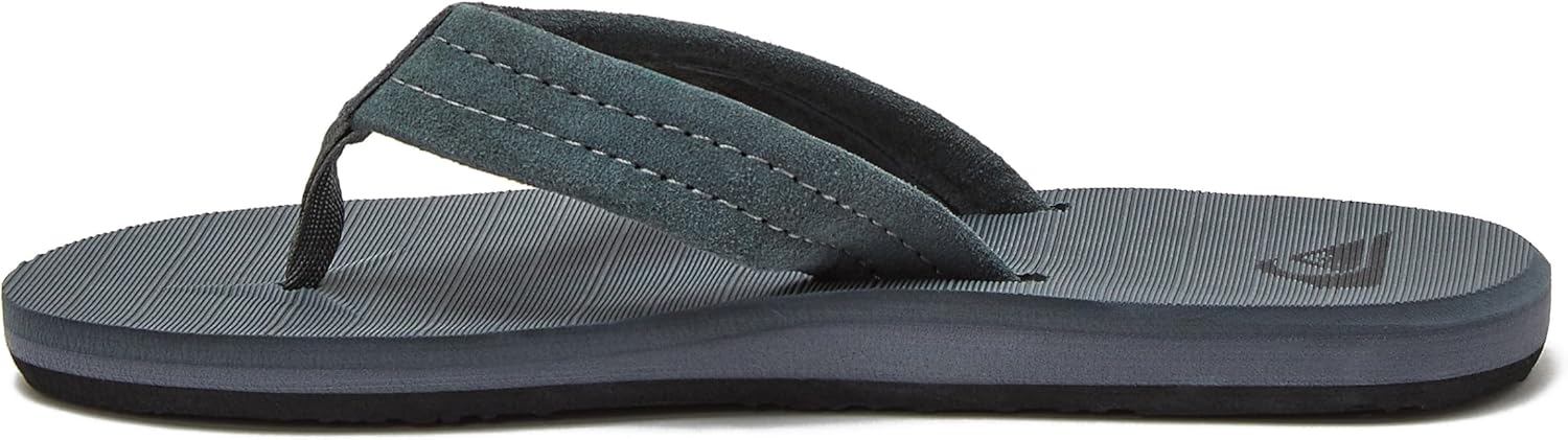 Детские шлепанцы Quiksilver Carver Suede с фиксирующим ремешком, черный/серый — фото 3