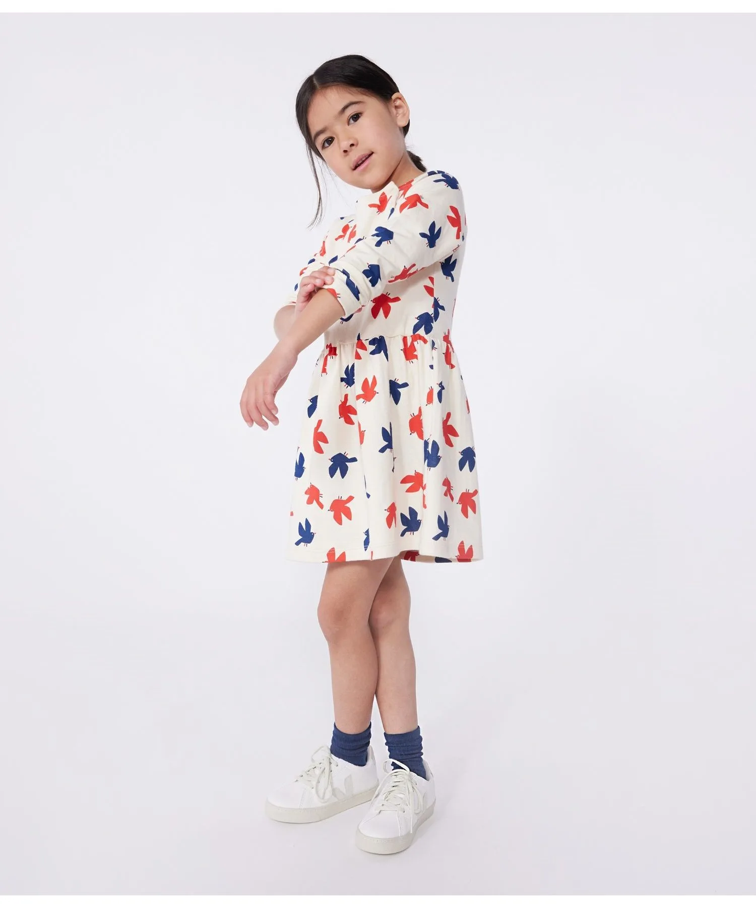 Детское платье длинное с птичками PETIT BATEAU One Piece белое — фото 2