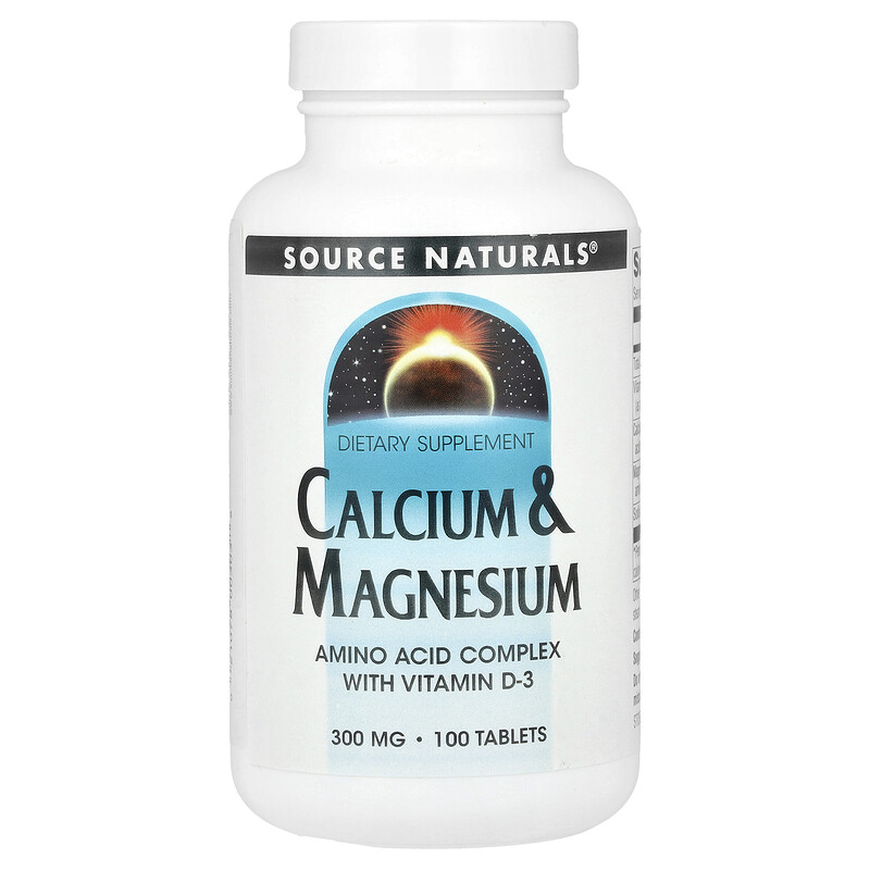 

Source Naturals, Кальций и магний, 100 таблеток