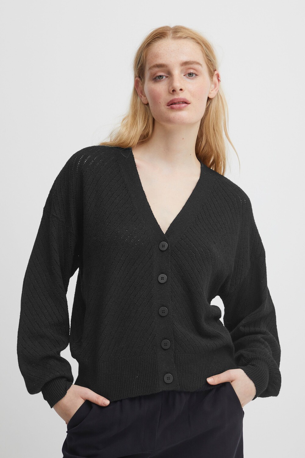 

Кардиган ICHI Strickjacke IHALPA CA11 20118309, черный