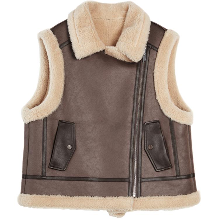 

ELLE Женская жилетка Dark Brown Lapel утепленная