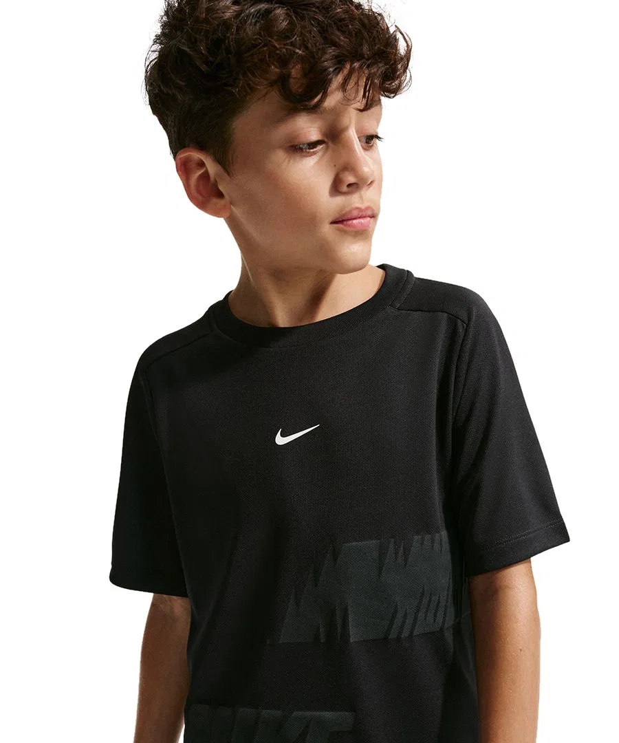 Детская футболка с коротким рукавом из быстросохнущей ткани Dri-Fit, размер 8-20 Nike, черный/белый — фото 2