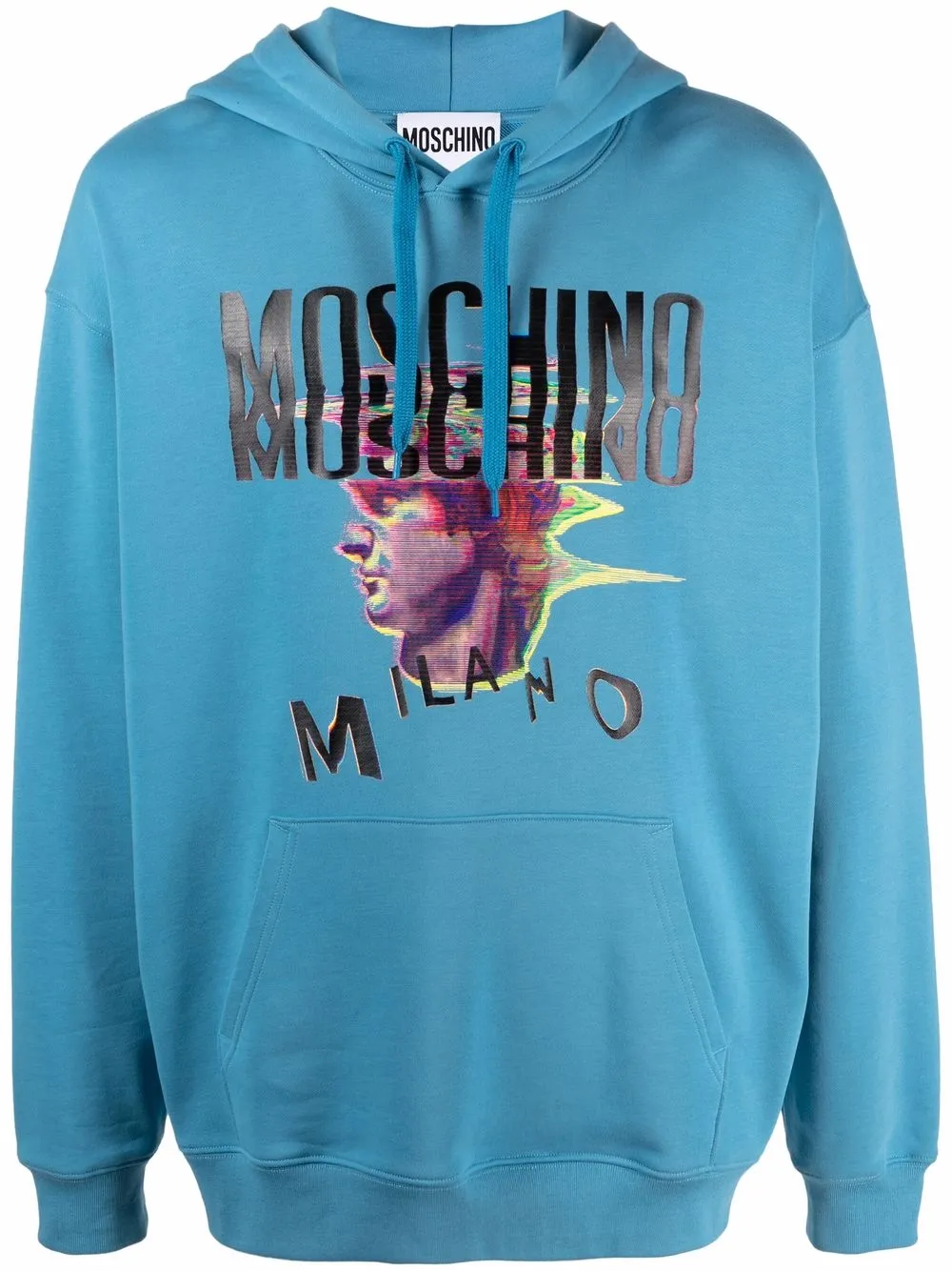 

Худи свободного кроя с графичным принтом и логотипом Moschino, синий