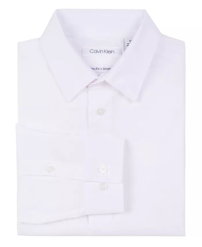

Рубашка Big Boys Husky Solid Stretch Poplin Calvin Klein, белый