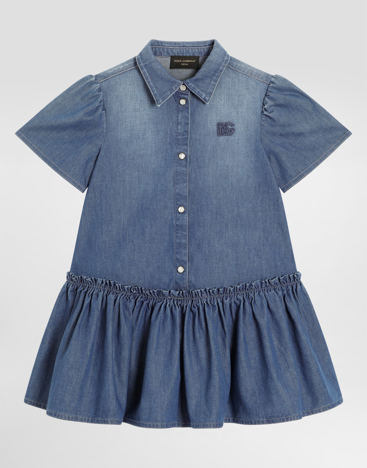 

Платье из вываренного шамбре с вышивкой логотипа DOLCE & GABBANA, мультиколор