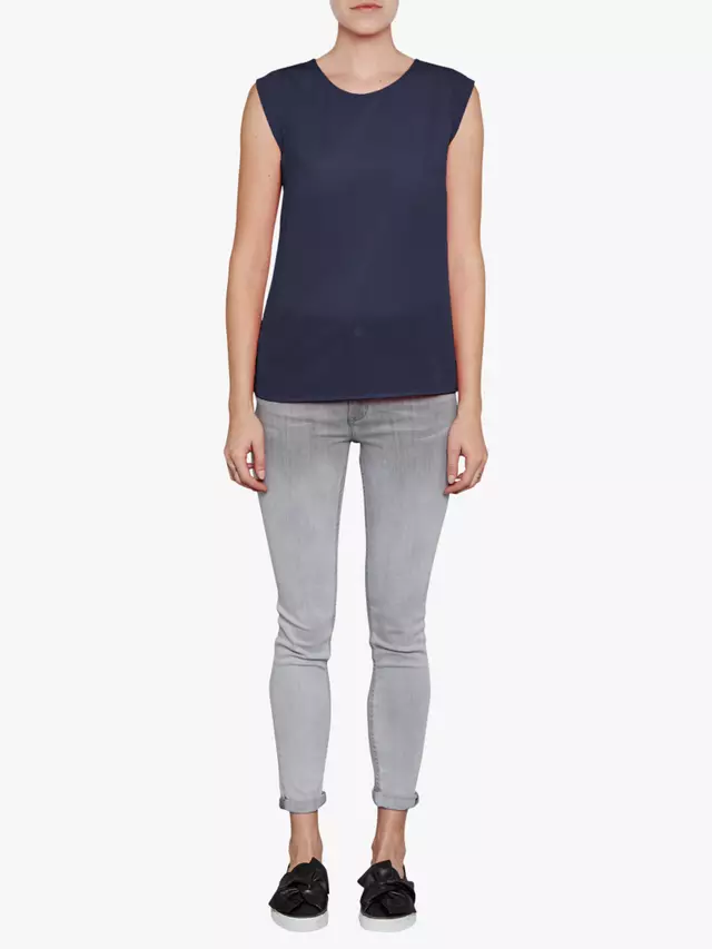 

Футболка French Connection Classic Polly Plains Capped Sleeve, цвет utility/blue