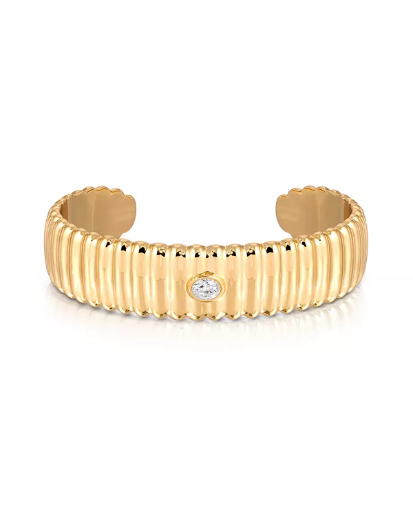 

Ребристый браслет-манжет с кристаллами Ettika, gold