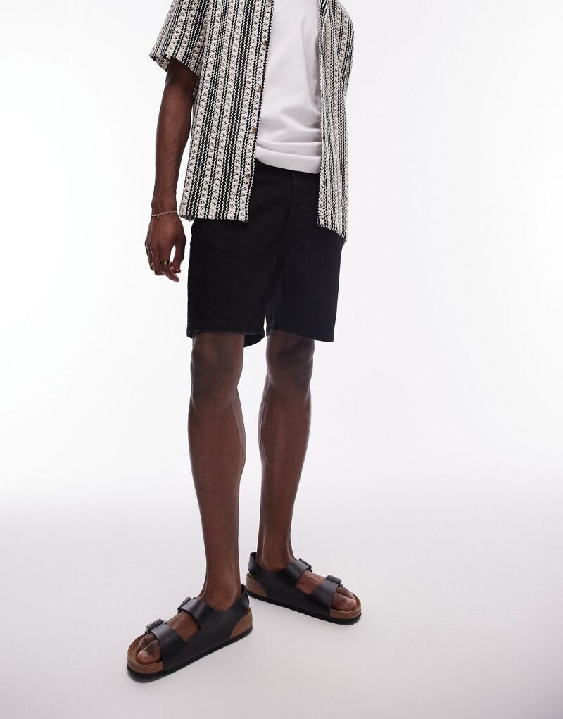 

Topman – черные джинсовые шорты прямого кроя