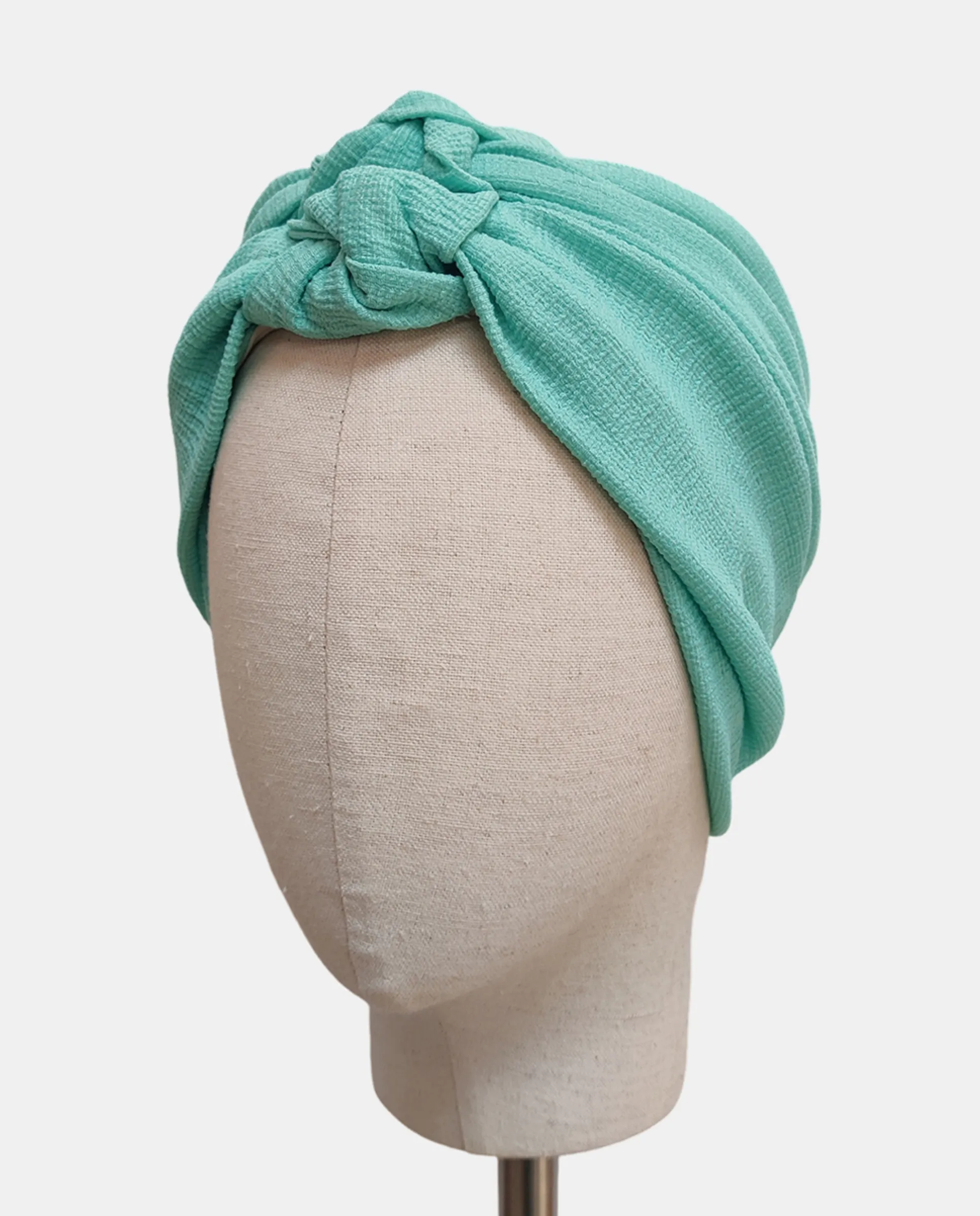 

Онкологический тюрбан с двойным узлом, подкладка из бамбука Belle Turban, бирюзовый
