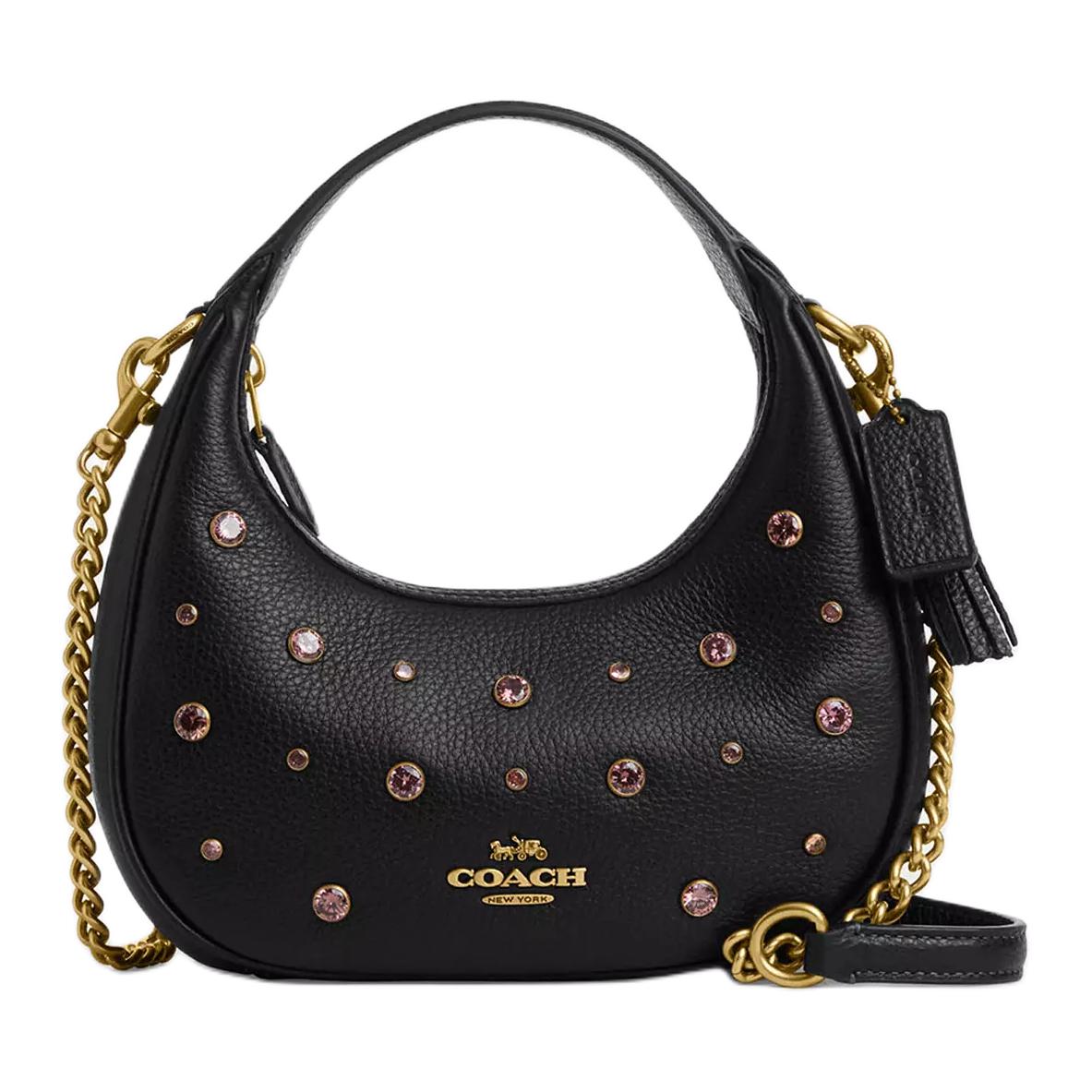

COACH Кармен изящная кожаная сумка через плечо миниатюрная женская черная
