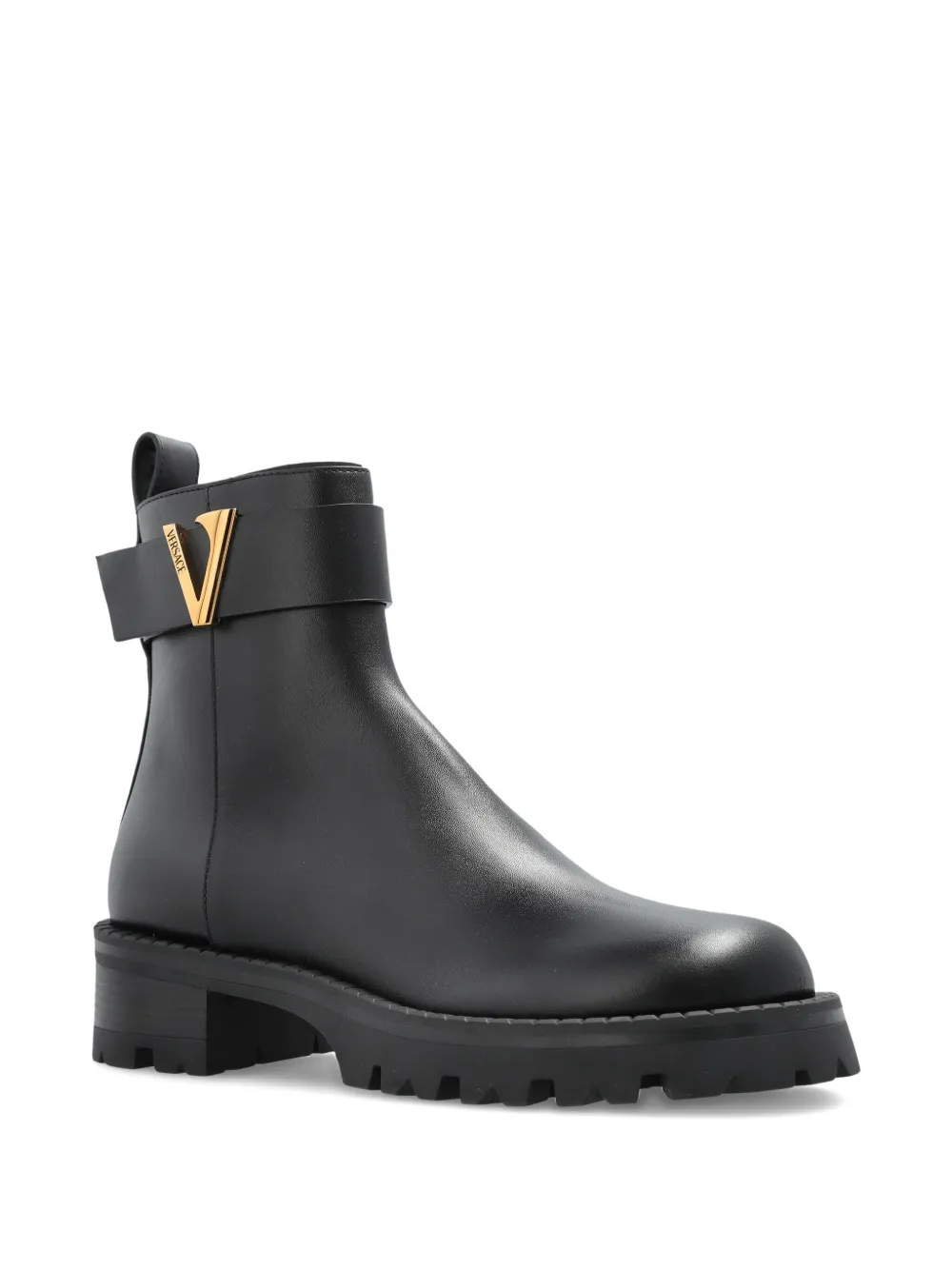 Ботинки с V-образным вырезом и пряжкой на щиколотке Versace, черный — фото 2