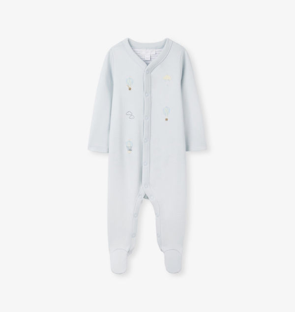 

Круглый вырез, хлопок, детский комбинезон 0-24 месяца The Little White Company, голубой