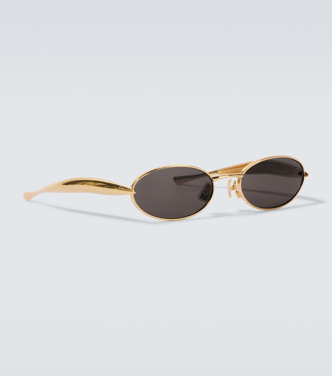 Овальные солнцезащитные очки Sardine Bottega Veneta, Gold-Gold-Grey — фото 4