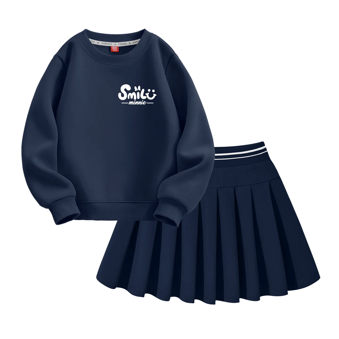 Детский комплект юбка Disney, Di B Letter Smile K Navy Blue+Solid Color Deep Sea Blue