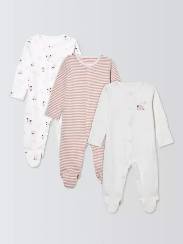 Пижамные комбинезоны в виде овечек, розовые John Lewis