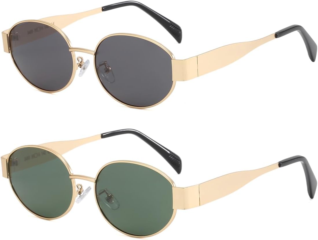 

Солнцезащитные очки Junsika Retro Polarized для женщин: модные классические, в маленькой овальной металлической оправе. Дизайнерские солнцезащитные очки, A7:black and Brown