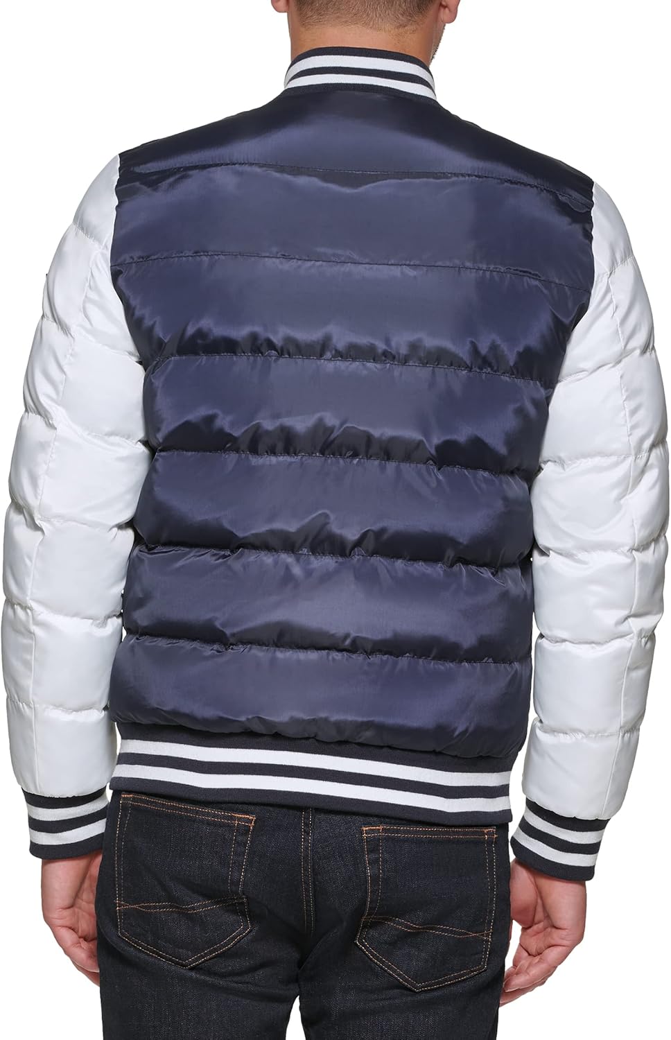 Мужская стеганая куртка-бомбер Tommy Hilfiger Mens Varsity, Midnight/White — фото 4