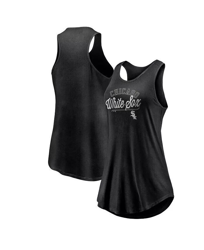 

Женская черная майка Chicago White Sox Simplicity Swing Racerback с круглым вырезом на бретелях Fanatics