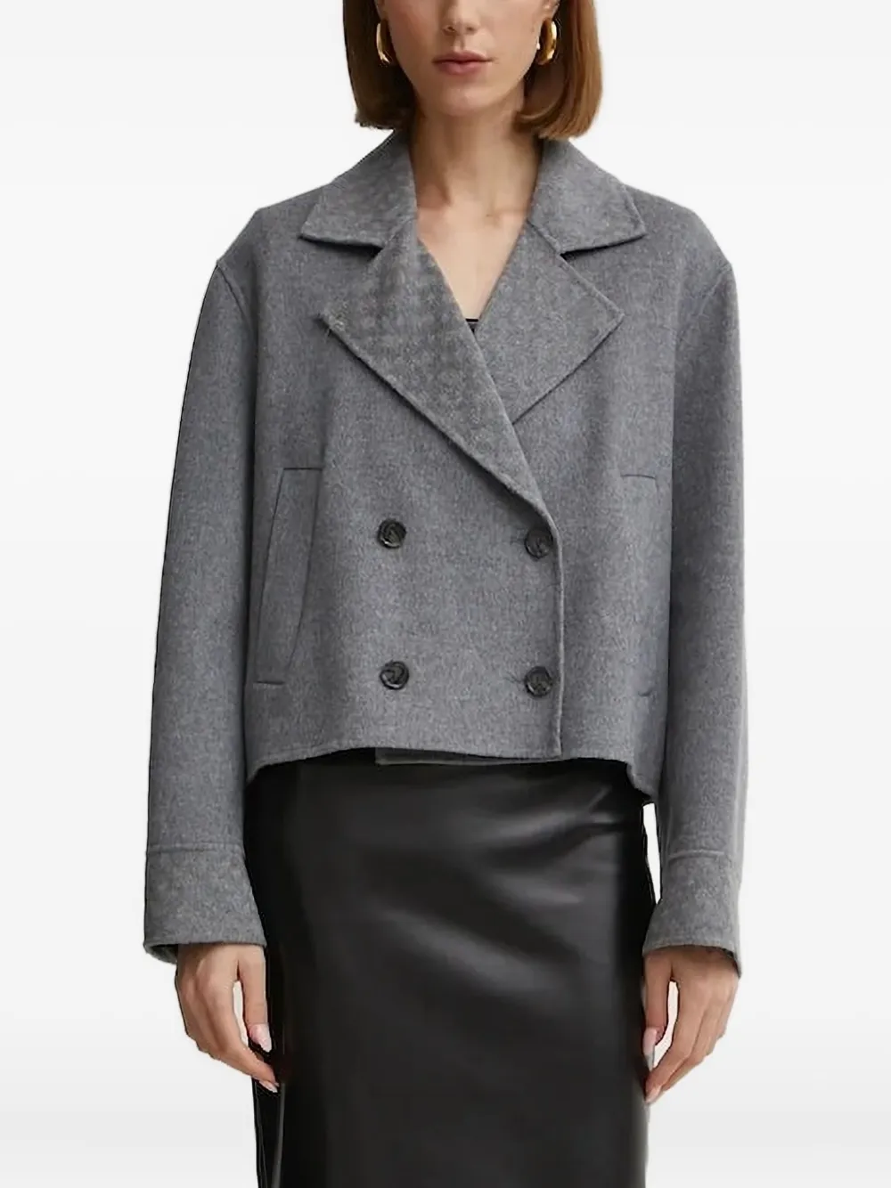 

Двубортное пальто Boss, серый