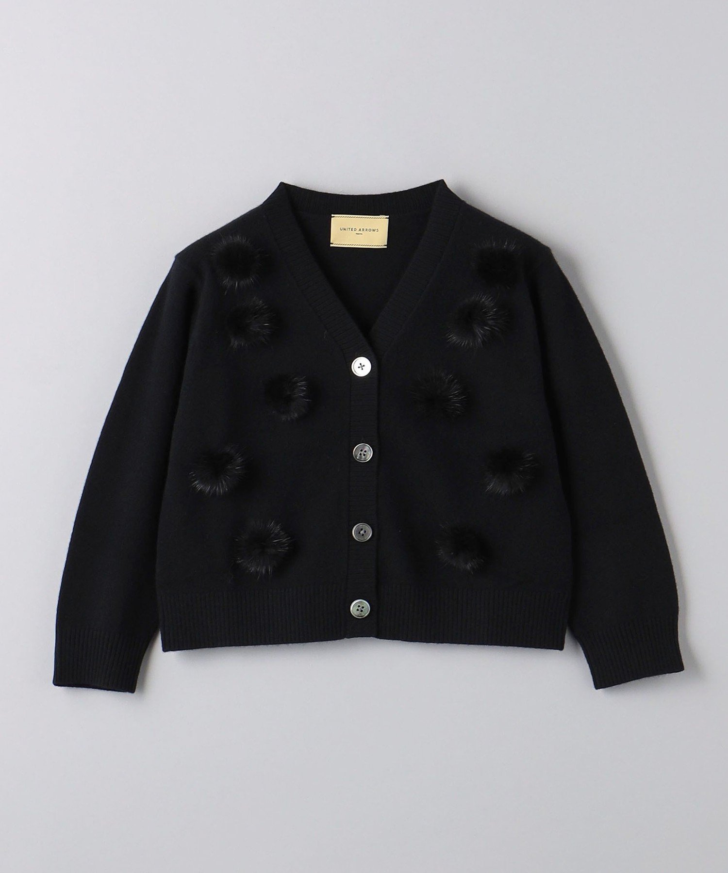 Кардиган WV с помпоном на воротнике / Детский 115 см United Arrows, Black