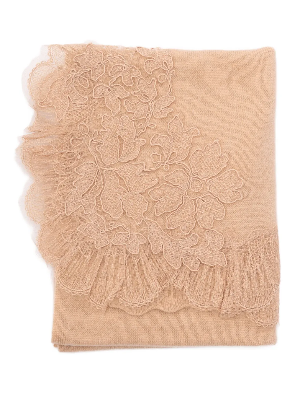 

Кашемировый шарф с кружевом Ermanno Scervino, нейтральный