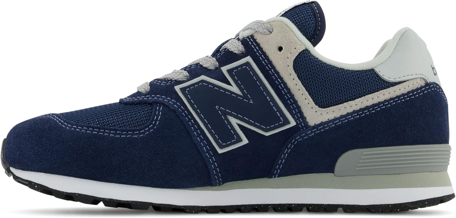 Кроссовки New Balance Kids' 574 V1 на шнуровке, темно-синий/белый — фото 4