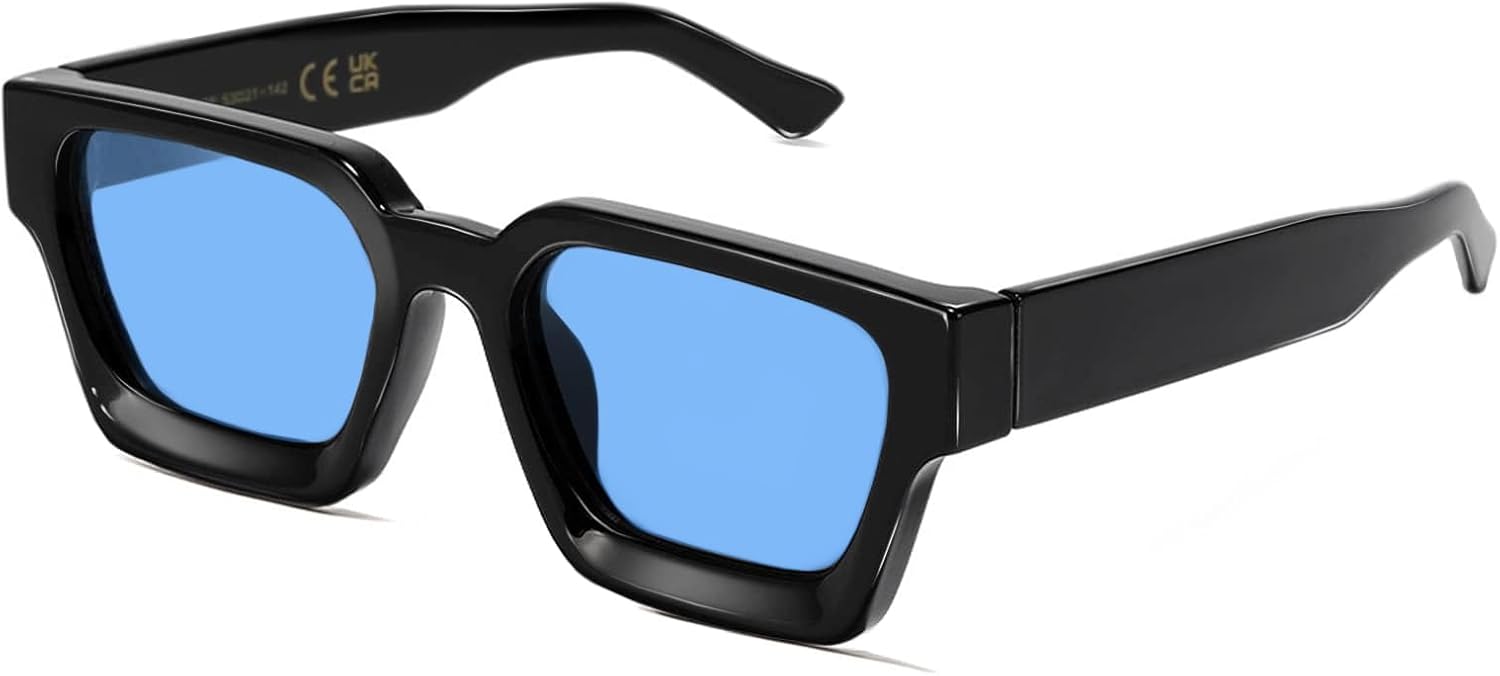 

Солнцезащитные очки SHEEN KELLY в стиле ретро, ​​квадратная форма, модные очки для мужчин и женщин, массивная прямоугольная оправа, черные, стиль 90-х, 33 Uv400 Bluer Lens