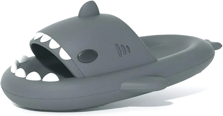 

Шлепанцы welltree Shark для женщин и мужчин, оригинальные тапочки-подушки, шлепанцы с открытым носком и амортизирующей подошвой, темно-серый