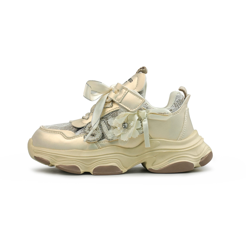 

Низкие детские кроссовки для повседневной носки с мягкой подошвой и водонепроницаемым верхом, увеличивающие рост. Philo Yingbang, бежевый