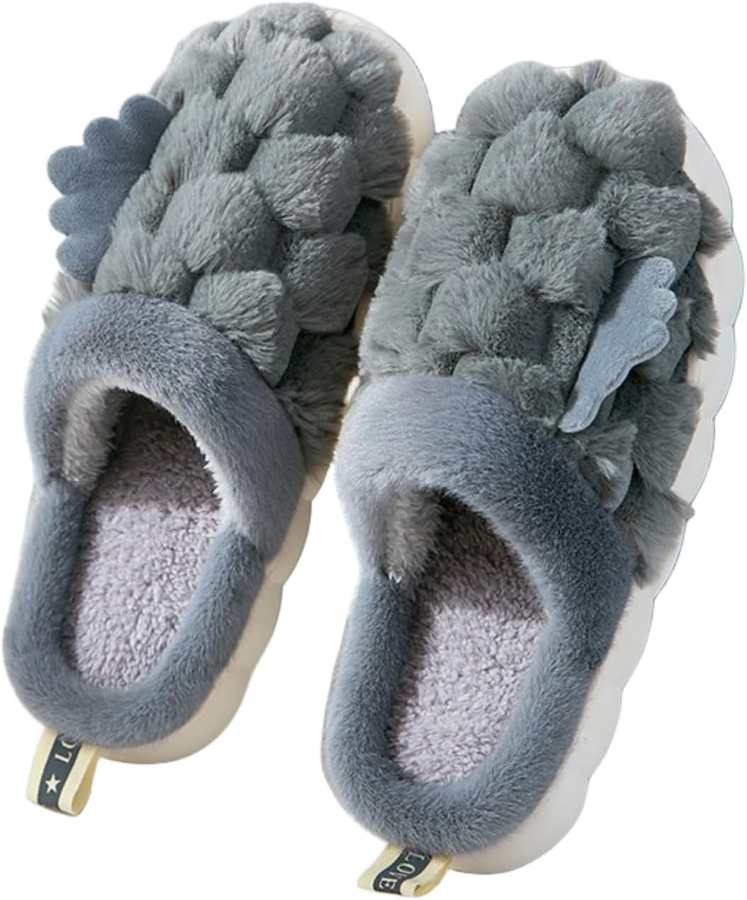 

Веселые домашние тапочки с животными для женщин и мужчин, милые плюшевые динозавры с крыльями, удобные для дома и улицы, теплые зимние тапки Frztour, серый