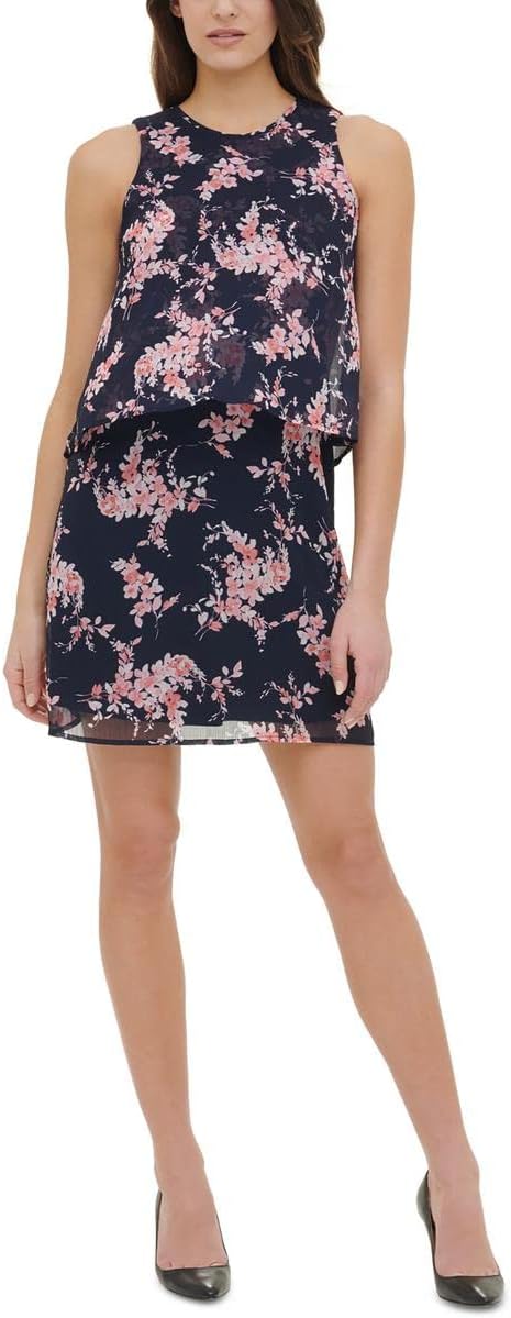 

Женское шифоновое платье с цветочным принтом Tommy Hilfiger Cresent, Sky Captain/Seashell