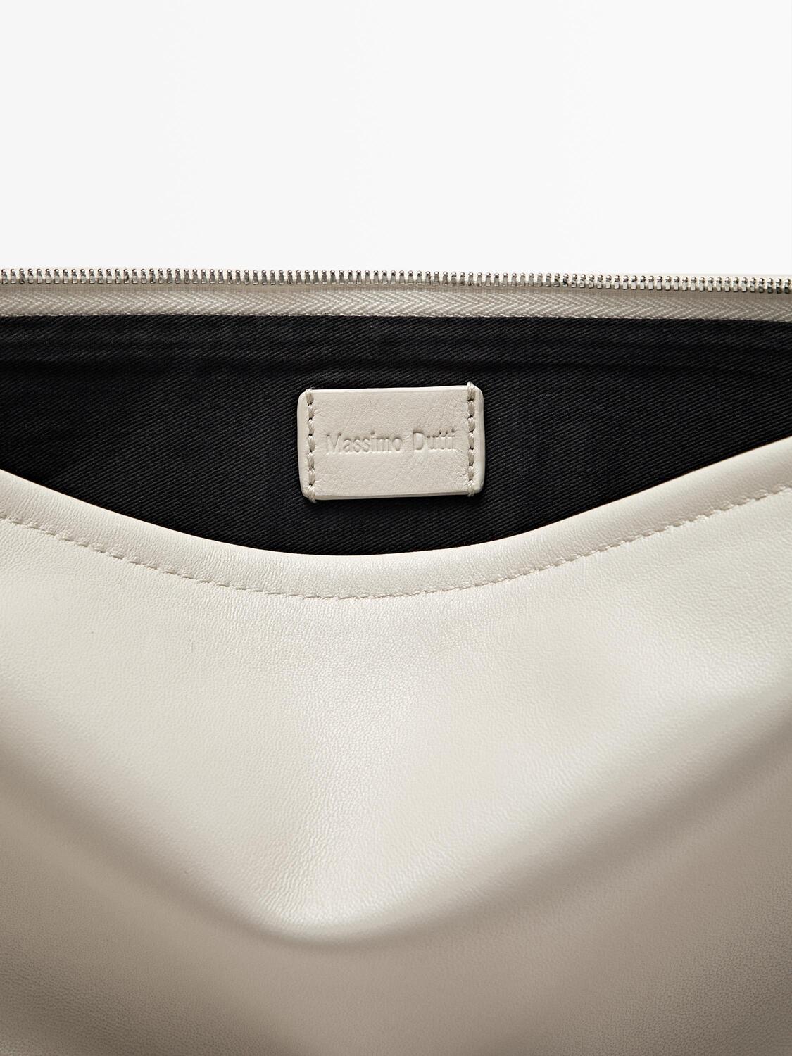 

Маленькая сумка-кошелек из кожи наппа с узлом Massimo Dutti, белый