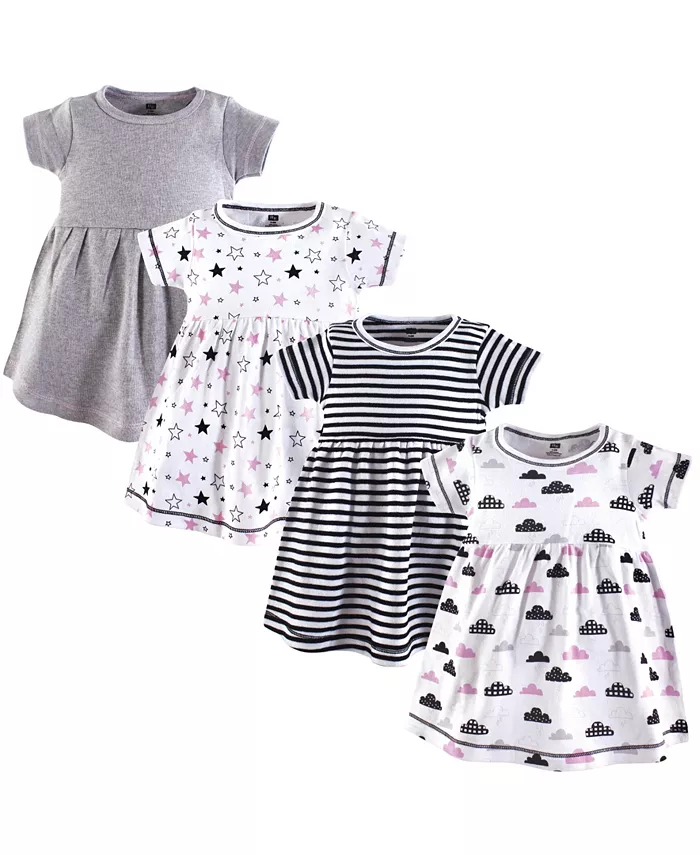 

Платье для девочек Hudson с коротким рукавом из хлопка, 4 шт., Moon And Back, 6-9 месяцев Hudson Baby, черный