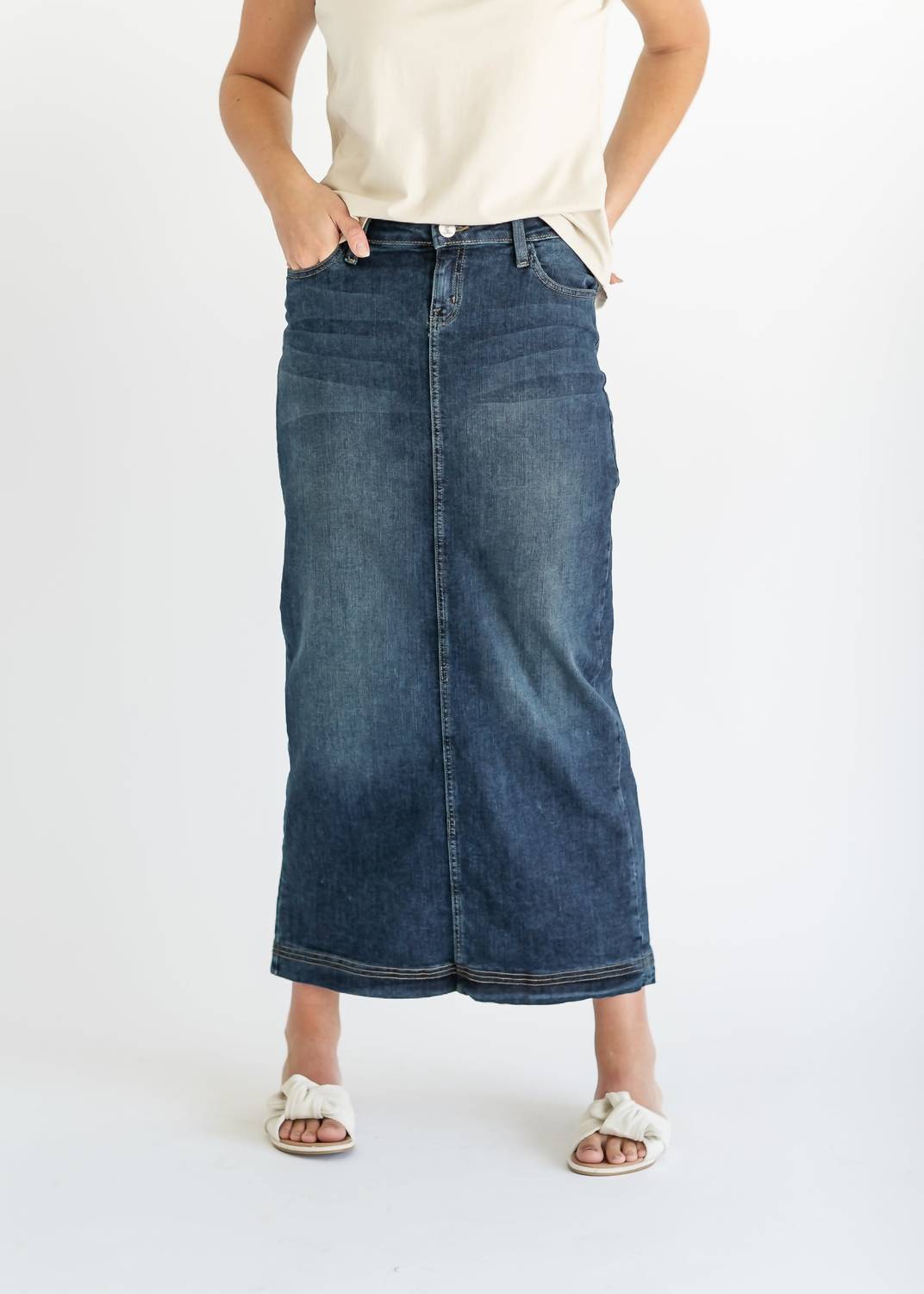 

Юбка Bria Maxi из денима Inherit Clothing Company, цвет denim