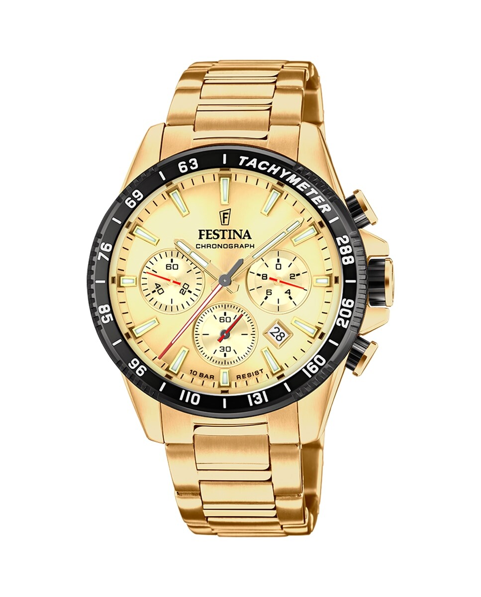 

Мужские часы F20634/6 Timeless Chronograph из золотой стали Festina, золотой