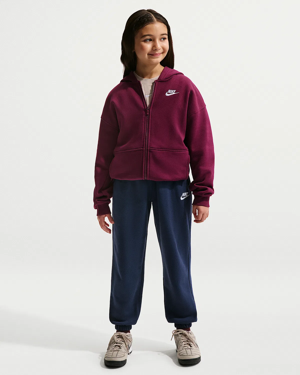 Детские свободные штаны Nike Sportswear Club Fleece, Midnight Navy/White