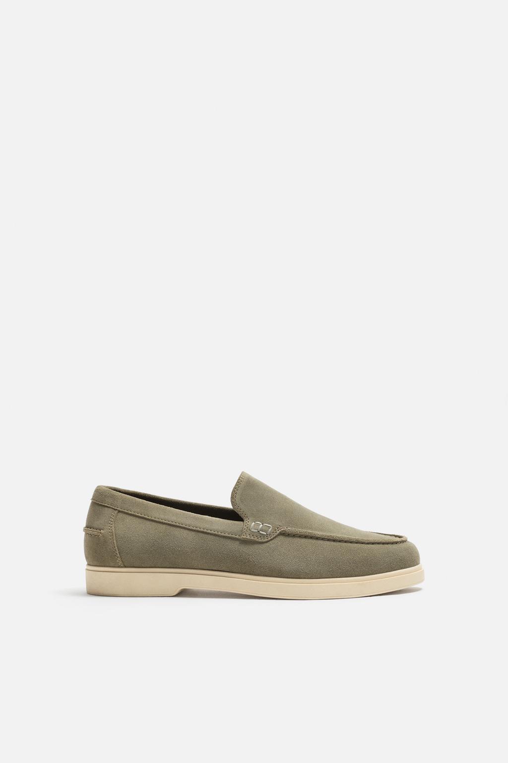 

Повседневные кожаные мокасины ZARA, цвет Khaki Green