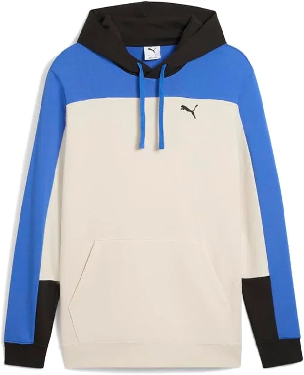 Мужская толстовка PUMA Essentials Block Hoodie, спортивная верхняя одежда, повседневная - белая