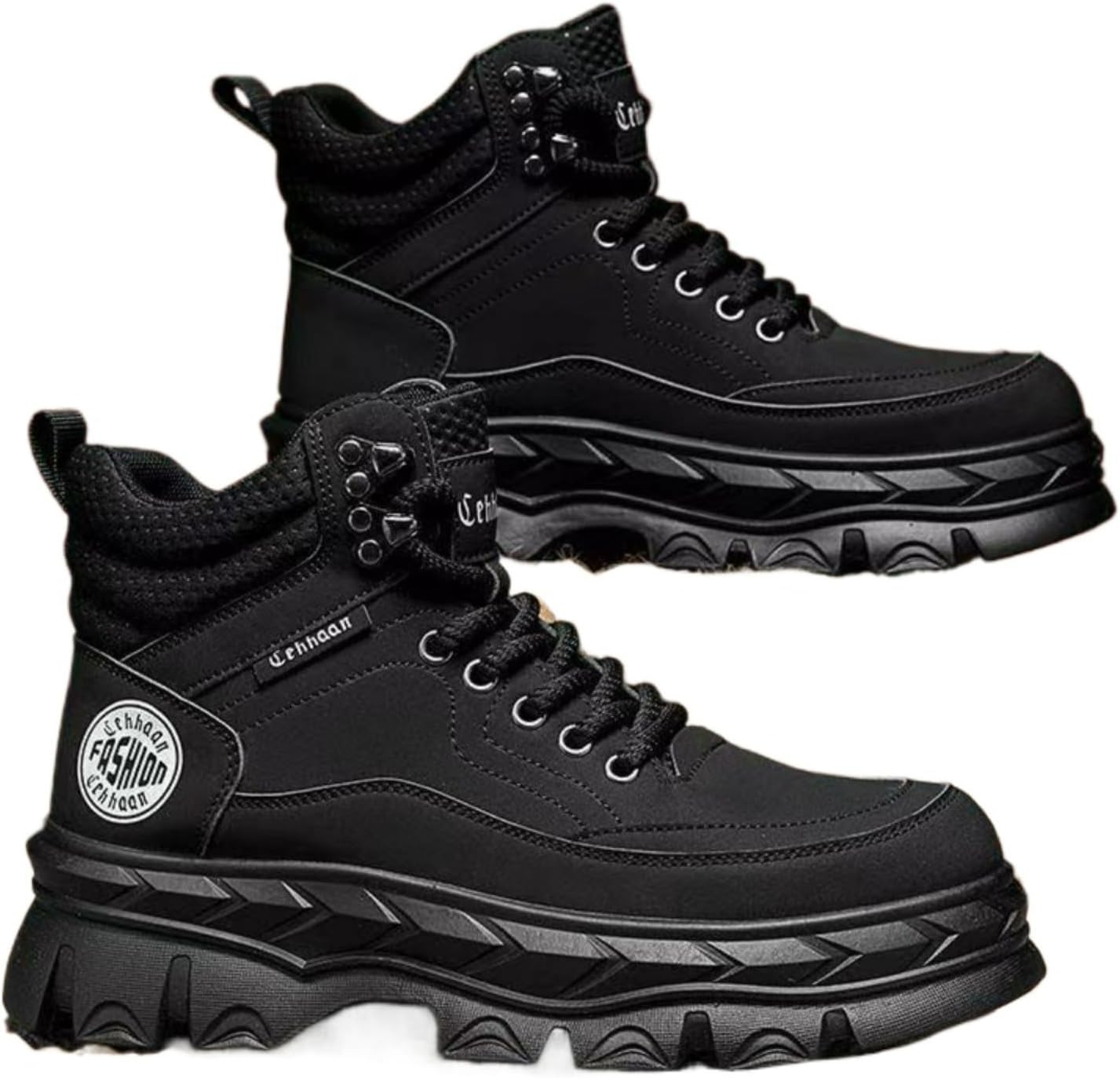 

Мужские рабочие ботинки на массивной платформе, водостойкие, высокие, для походов, тактический стиль, повседневные, на шнуровке Ctkvbmeoi, черный