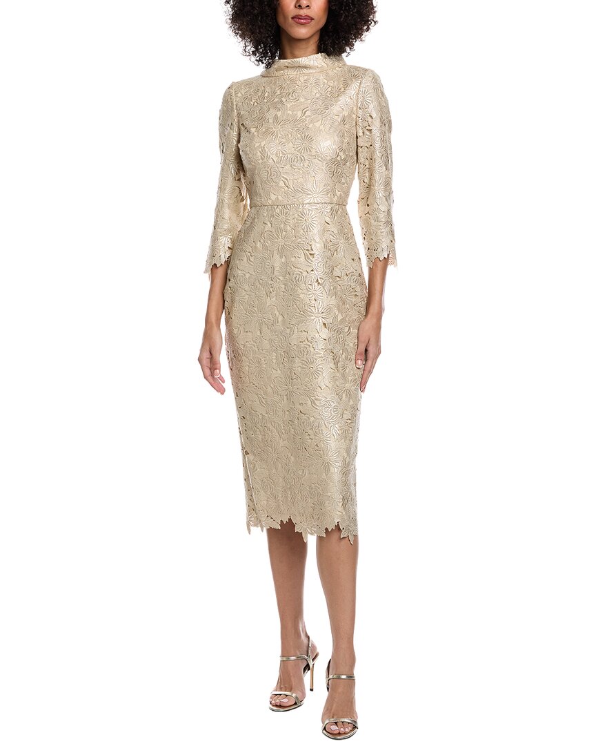 

Платье миди Badgley Mischka с цветочной вышивкой, золото