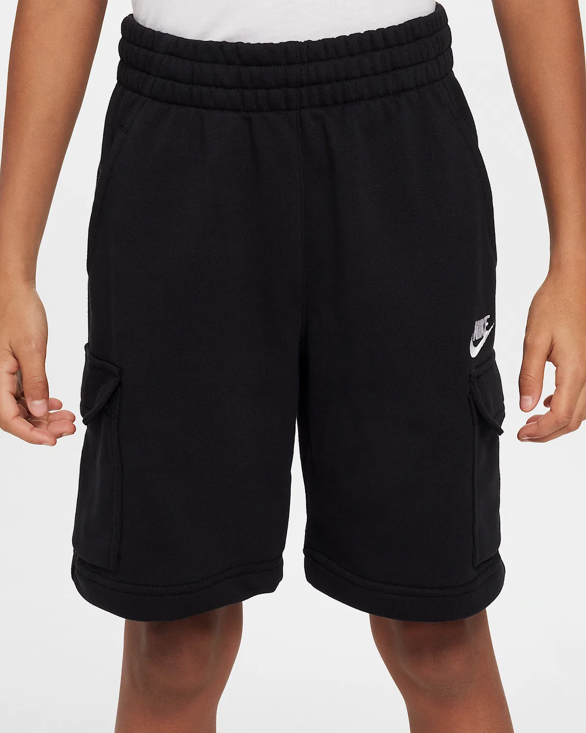 Детские шорты карго Nike Sportswear Club из французского футера, Black/Black/White — фото 3
