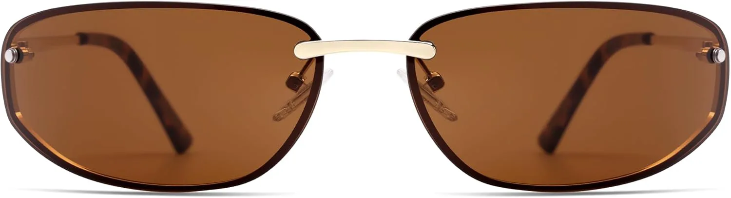 

Солнцезащитные очки SOJOS овальной формы с обтекаемой оправой для женщин, в стиле рейв, Y2K, фанки, крутой ретро-металлический дизайн, SJ1268, Gold/Brown