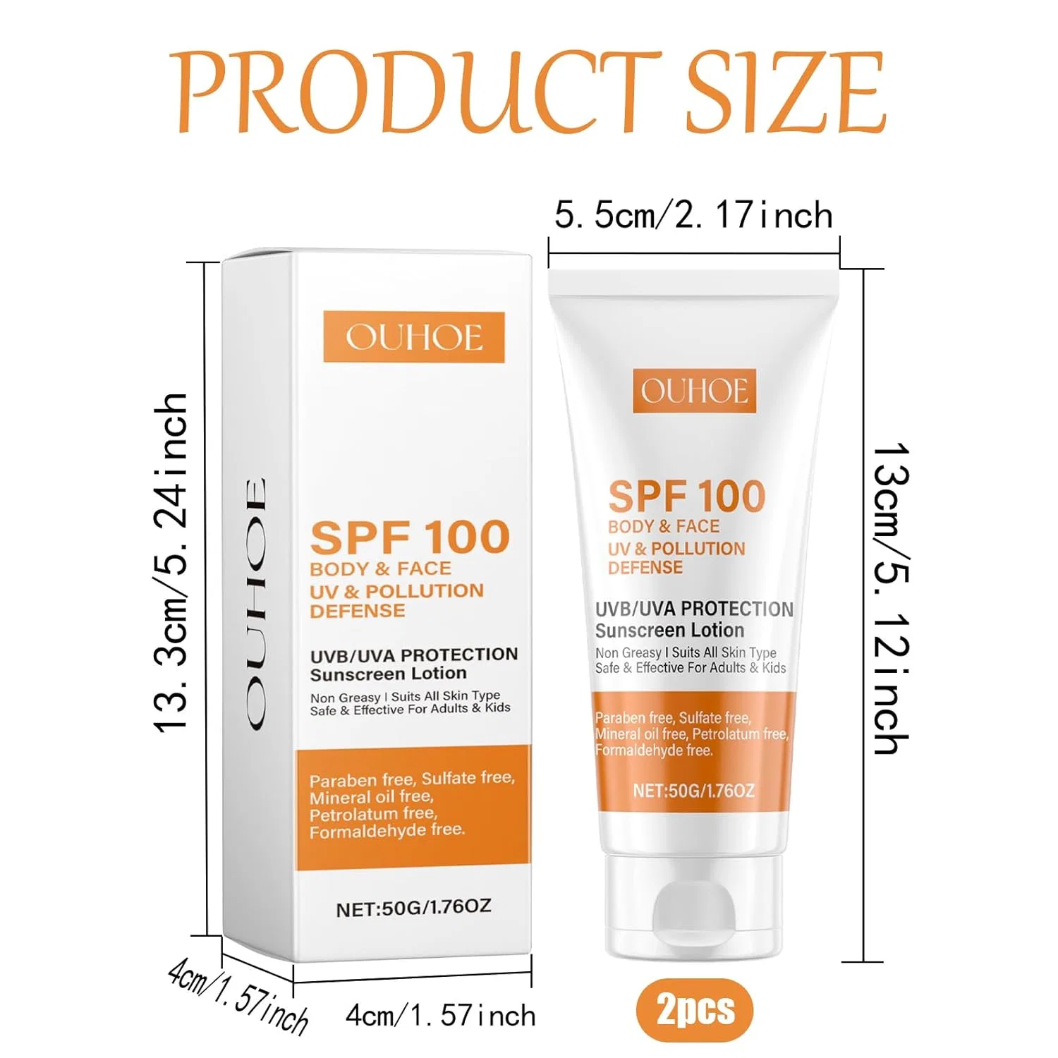 Увлажняющий солнцезащитный крем SPF 100 Duolianliang, Colour-Orange — фото 2