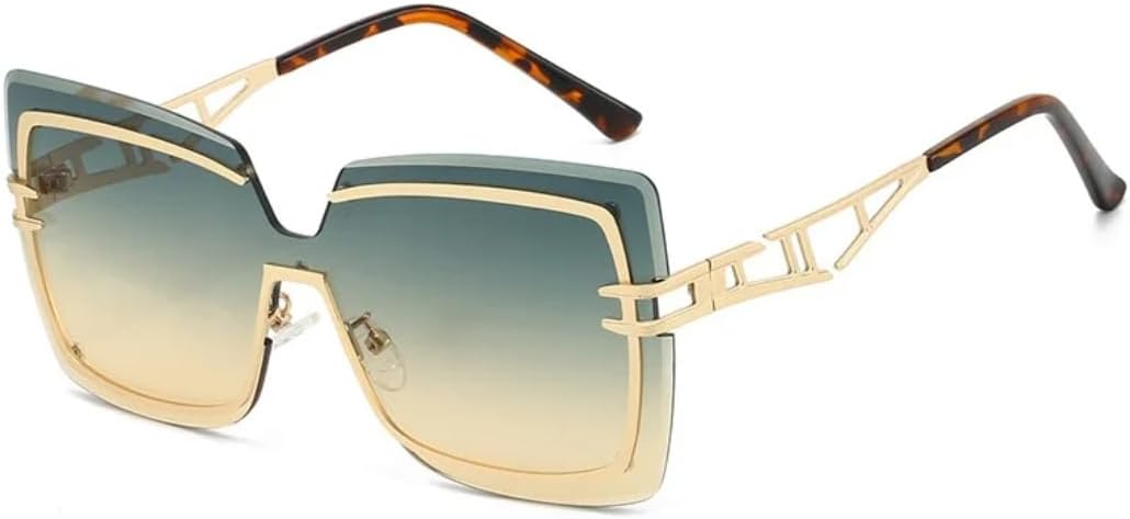 

Роскошные безрамочные солнцезащитные очки квадратной формы с градиентным переходом для женщин, с двойной оправой и полым профилем для мужчин, модные, с защитой от УФ-излучения UV400 UATXTAU, Golden Green Yellow