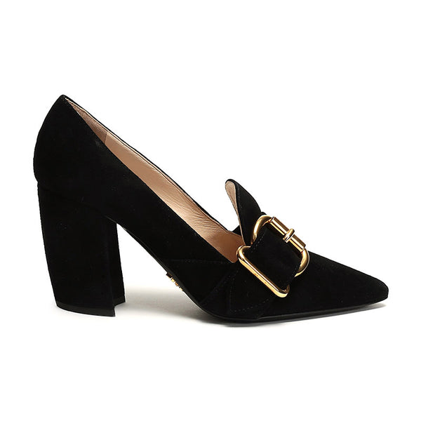 Кроссовки fringed buckle suede pointy pumps 'black' Prada, черный — фото 2